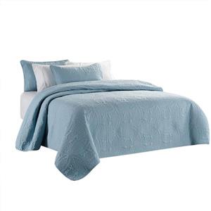 Millano Collection Blue Polyester 3 Piece King Quilt Set