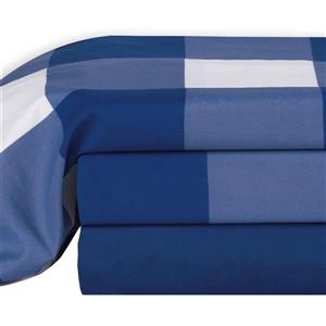 Ens. de draps Oxford, grand lit, polyester, 4 pièces