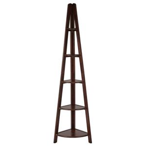 OSP Designs Brassex 72-in x 20.25-in x 13.75-in Espresso 5-Shelve Corner Ladder Bookcase