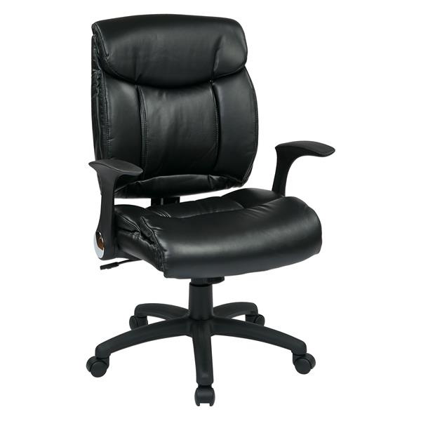 Work Smart 22 75 In X 20 75 In Black Faux Leather Chair With Flip Arms   330064408 MainImage 001 L 