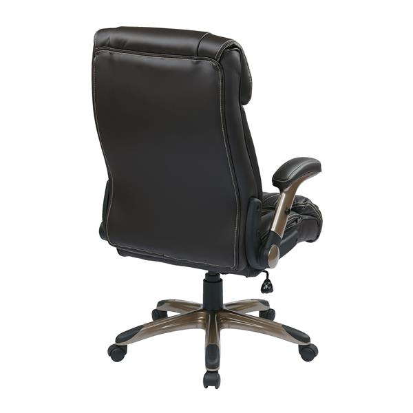 Work Smart™ Brown Leather Chair with Adjustable Arms
