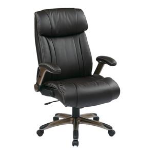 Work Smart™ Brown Leather Chair with Adjustable Arms