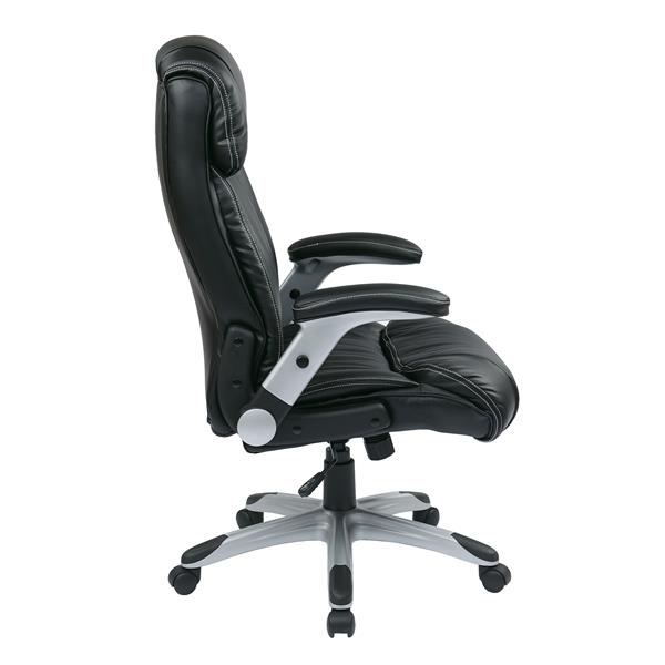 Work Smart™ Black Leather Chair with Adjustable Arms
