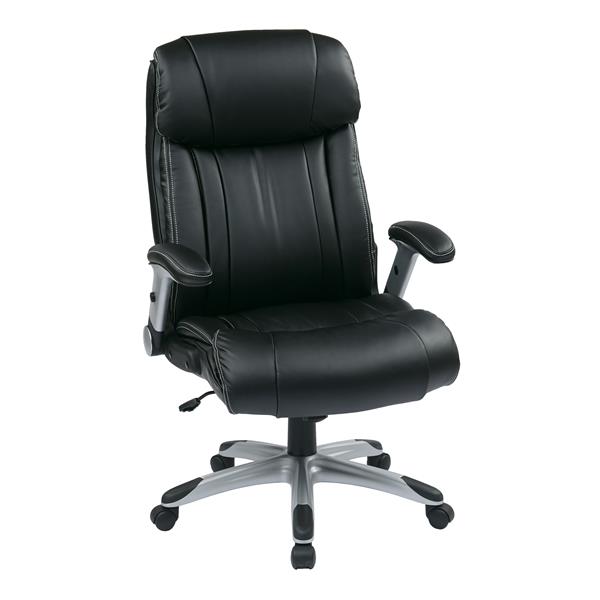 Work Smart™ Black Leather Chair with Adjustable Arms
