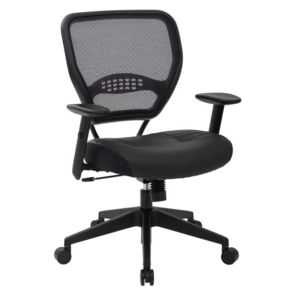 Space Seating® Black Office Chair with Leather Seat