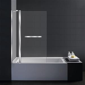 Jade Bath 41-in Clear Glass Shield Pivot Bathroom Door with Towel Bar