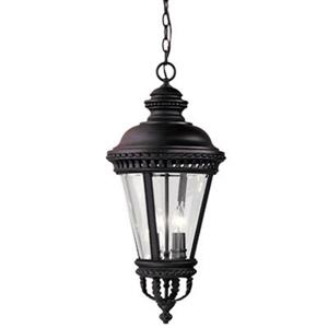 Feiss Castle Collection 12.5-in x 27.25-in Black Lantern 4-Light Pendant Light