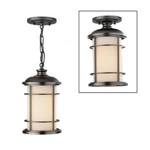 Feiss Lighthouse Collection 7-in x 12-in Burnished Bronze Cylinder Semi Flush Pendant Light