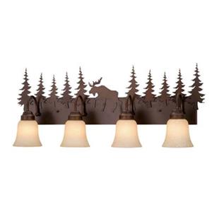 Cascadia Yellowstone 4-Light Bronze Rustic Moose Bathroom Vanity Light