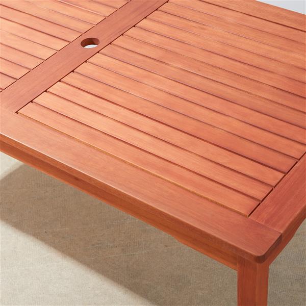 Vifah Malibu 59-in x 31-in Natural Wood Rectangular Outdoor Wood Dining Table