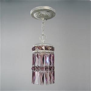 Classic Lighting Cascade Collection 4-in x 8-in Antique White Amethyst Crystal Cylinder Mini Pendant