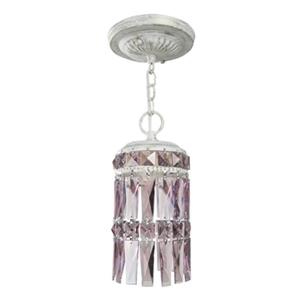 Classic Lighting Cascade Collection 4-in x 8-in Antique White Crystalique-Plus Cylinder Mini Pendant