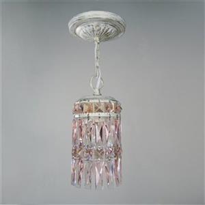 Classic Lighting Cascade Collection 4-in x 8-in Antique White Rose Crystal Cylinder Mini Pendant