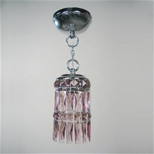 Classic Lighting Cascade Collection 4-in x 8-in Chrome Amethyst Crystal Cylinder Mini Pendant