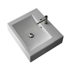 Nameeks Scarabeo 23.60-in x 20.10-in White Vitreous China Rectangular Wall Mount Bathroom Sink