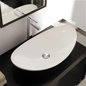 Nameeks Scarabeo Zefiro 27.20-in x 14.60-in White Vitreous China Oval Vessel Sink