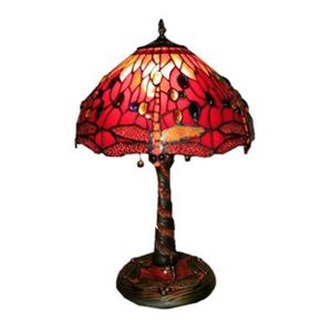 Warehouse of Tiffany 2-Light Tiffany Style Red Dragonfly Lamp with Mosaic Base