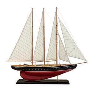 IMAX Worldwide Captain's Quarters Large Nautical Birchwood Sail Boat with Canvas Sails