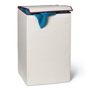Honey Can Do White Cotton Blend Rectangular Collapsable Hamper