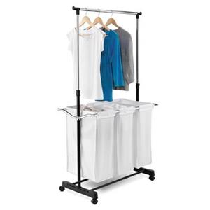 Honey Can Do Triple Sorter Laundry Center with Hanging Bar