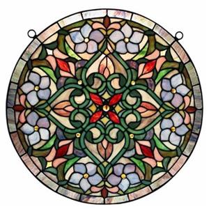 Warehouse of Tiffany Tiffany Stained Glass Hanging Round Window Panel