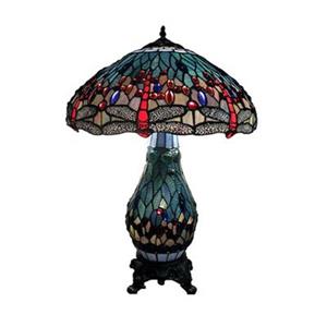 Warehouse of Tiffany 3 Light Tiffany Style Dragonfly Table Lamp