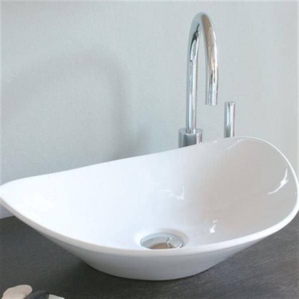 WS Bath Collections Ceramica 20.86-in x 16.54-in White Ceramic Semi-Circle Vessel Sink