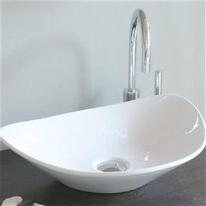 WS Bath Collections Ceramica 20.86-in x 16.54-in White Ceramic Semi-Circle Vessel Sink