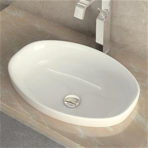 WS Bath Collections Ceramica 21.20-in x 14.80-in White Ceramic Oval Self-Rimming Bathroom Sink