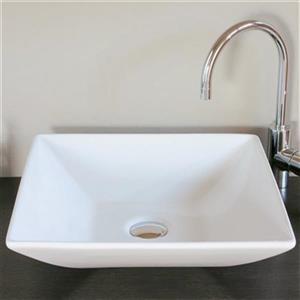 WS Bath Collections Ceramica 17.30-in x 17.30-in White Ceramic Square Vessel Sink