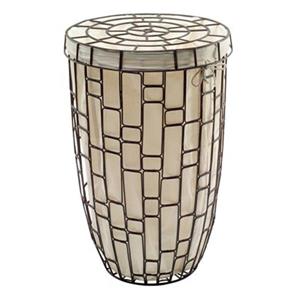 WS Bath Collections Complements Stainless Steel with Black Leather Lid Laundry Basket
