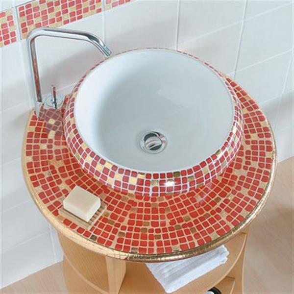 WS Bath Collections Décor 16.10-in x 16.10-in Multicolour Ceramic Round Hand Painted Vessel Sink