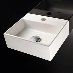 WS Bath Collections Linea 12.80-in x 11.22-in White Ceramic Rectangular Wall-Mount Vessel Sink