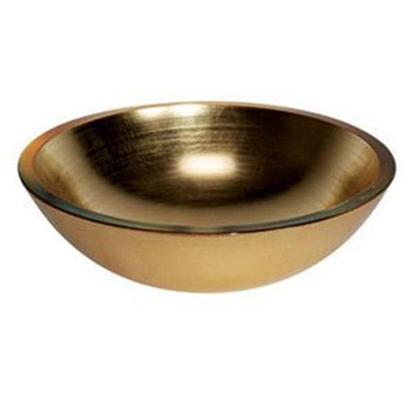 WS Bath Collections Linea 16.70-in x 16.70-in Gold Leaf Glass Round Vessel Sink