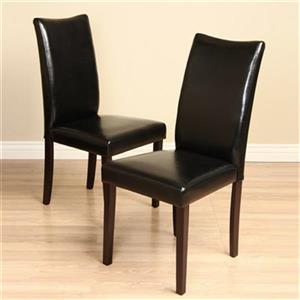 Warehouse of Tiffany Shio Bi-Cast 38.1-in x 17.7-in Black Leather Dining Chair (Set of 2)