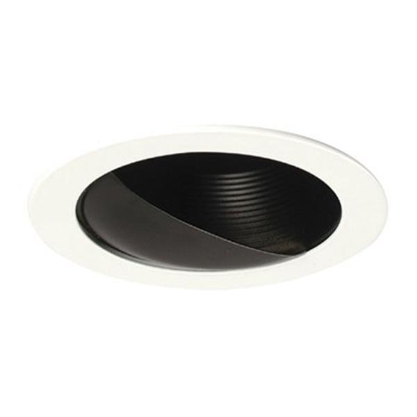 Galaxy Black 4-in Line Voltage Step Baffle Wash Recessed Lighting Trim