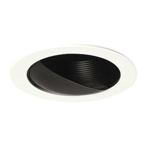 Galaxy Black 4-in Line Voltage Step Baffle Wash Recessed Lighting Trim