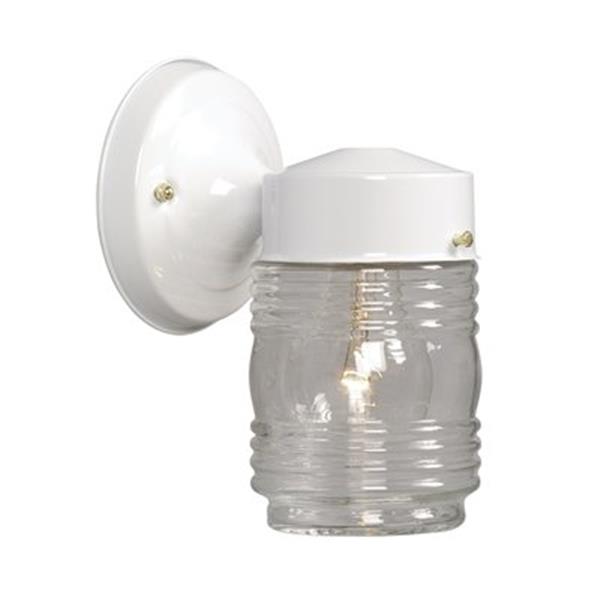 Galaxy 7.38-in White Outdoor Jam Jar Wall Fixture