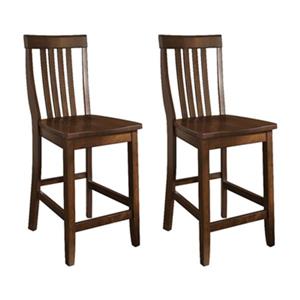 Crosley Furniture School House 24-in vintage Mahogany Bar Stool (Set of 2)