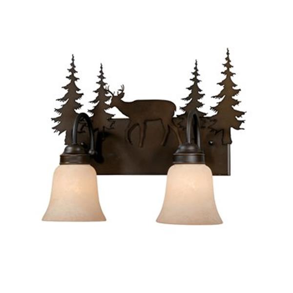 Cascadia Bryce 2-Light Bronze Rustic Deer Bathroom Vanity Fixture