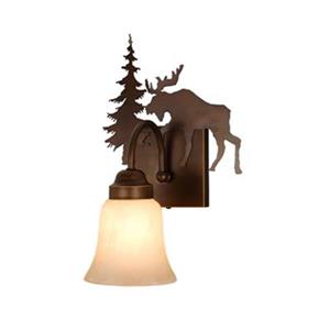 Cascadia Yellowstone 1-Light Bronze Rustic Moose Bathroom Wall Light