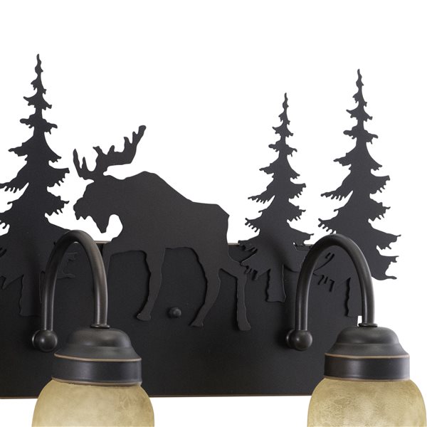 Cascadia Yellowstone 3-Light Bronze Rustic Moose Bathroom Vanity Light