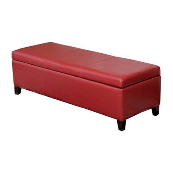 Warehouse of Tiffany Red Bi-Cast Leather Bench Ottoman