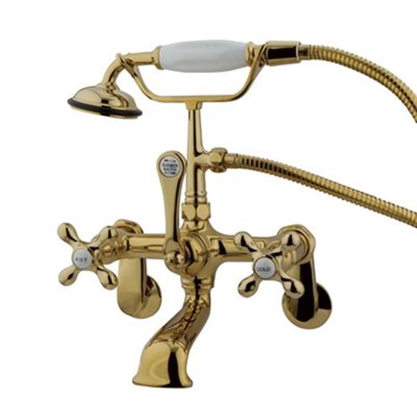 Elements of Design Hot Springs 13-in Polished Brass Clawfoot Tub and Shower Filler
