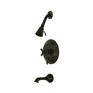 Elements of Design New Orleans Oil Rubbed Bronze Metal Cross Handle Pressure Balanced Tub Faucet Shower System