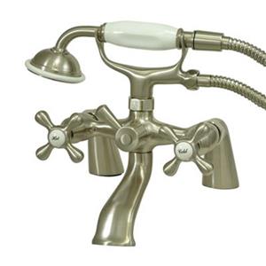 Elements of Design 4-in Satin Nickel Charleston Deck Clawfoot Tub and Shower Filler