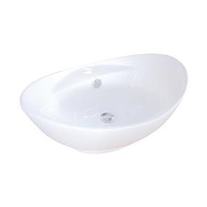 Elements of Design Harmon 22.75-in x 15-in White Oval Vessel Sink