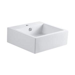 Elements of Design Sierra 18-in x 18-in White Square Vessel Sink