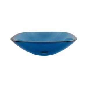 Elements of Design Fauceture 16.5-in x 16.5-in Blue Square Tempered Glass Vessel Sink