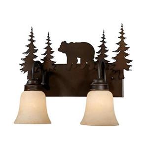 Cascadia Bozeman 2-Light Bronze Rustic Bear Bathroom Vanity Fixture